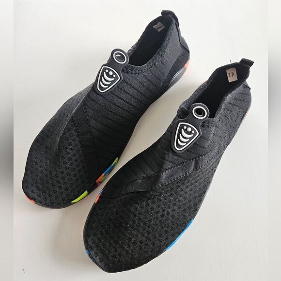 Black Slip-On Water Shoes with Multicolor Accents - Picture 1 of 4